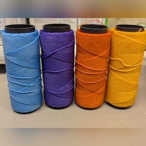 4 spools of Orange & Blues waxed polyester cord For Jewelry Making & Macrame